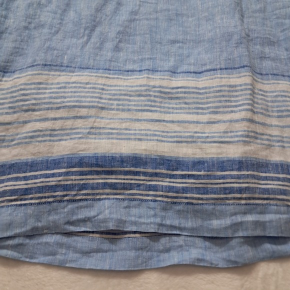 NWT Talbots Pintuck Linen Popover Dress Women's 6 Blue Striped Knee Length - Picture 3 of 11